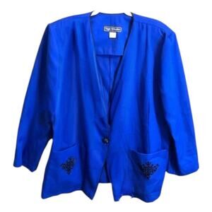 Maggie McNaughton Blazer Women’s Plus Size 20W Blue Black Accent Pockets
